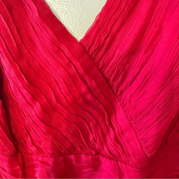 Tadashi Shoji Plus Size Red Silk Sleeveless Dress - Picture 4 of 10